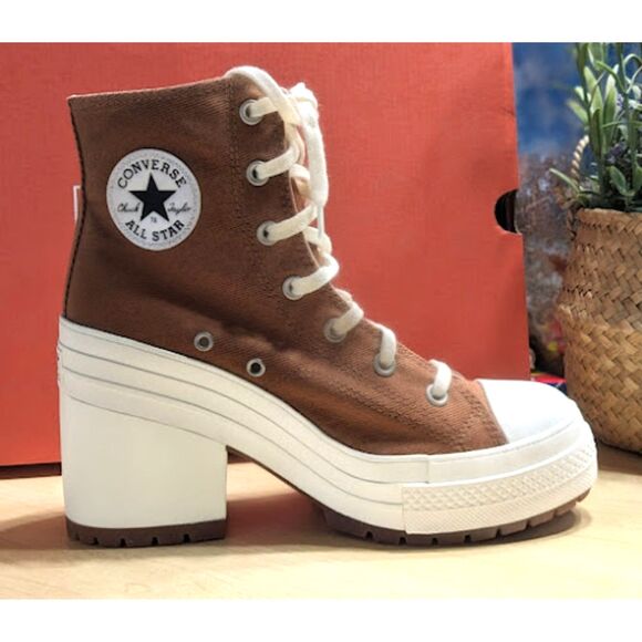 NIB Converse Chuck 70 Brown De Luxe Heel Hi Top Unisex Platform Shoes W9 M7 - Picture 9 of 14